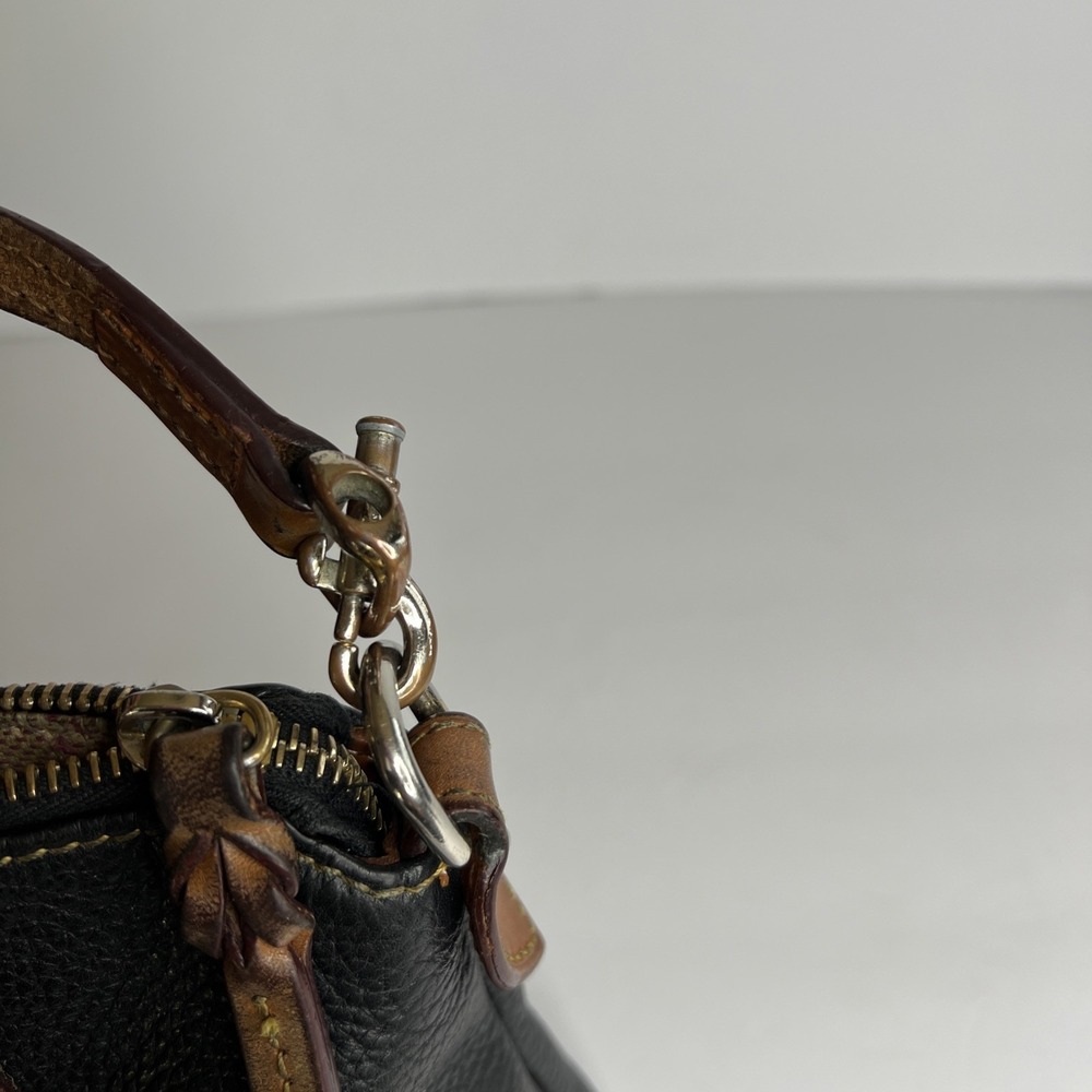 Dooney & Bourke Dillen Crossbody Satchel Hand Bag Pebbled Black Brown Leather - Picture 14 of 16
